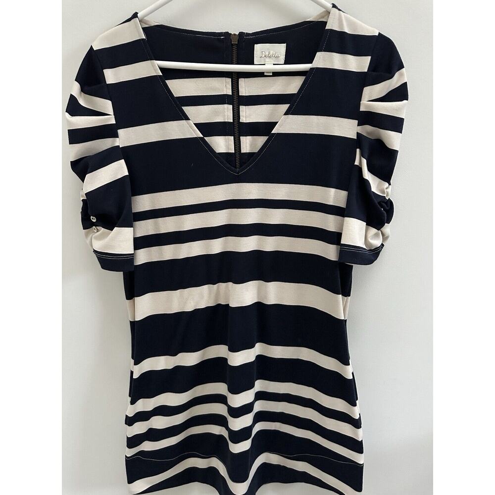 Anyhropologie Deletta Tunic Size Medium,‎ Navy And Cream Dress Top